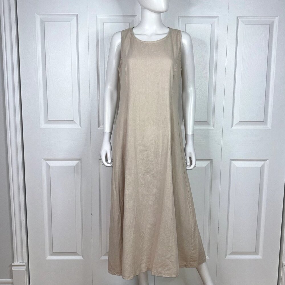 GIORGIA GIANNINI women's medium long sleeveless linen dress natural color